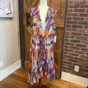 Live 4 Truth 2X Abstract Sheer Kimono Duster Swim Cover Up NWT Multicolor Boho